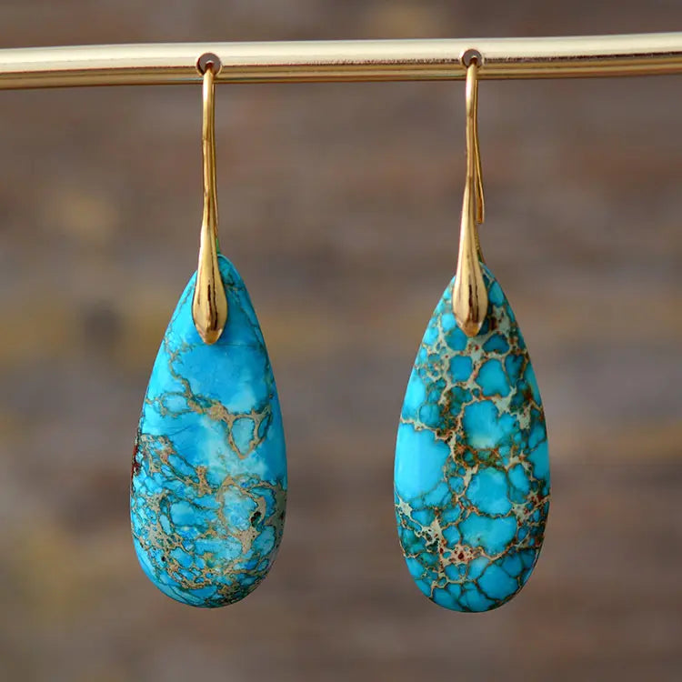 Bohemian Emperor Stone Teardrop Earrings - Gems Ritual