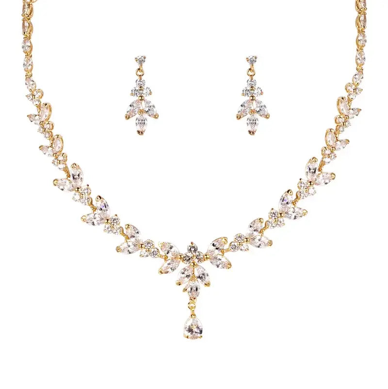 Timeless Zircon Bridal Set – Necklace and Earrings - Gems Ritual