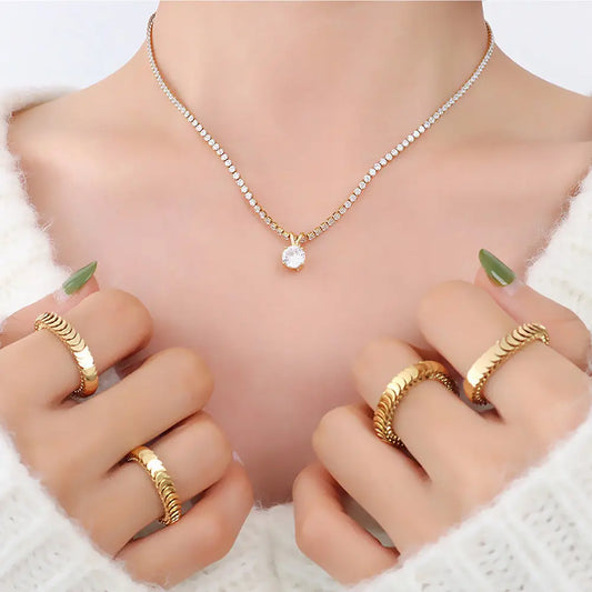 Luxurious Geometric Zircon Necklace Gems Ritual