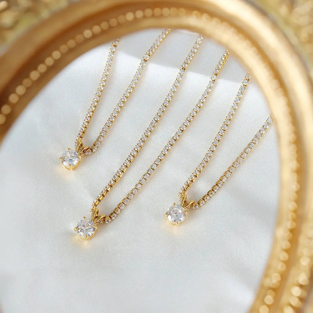Luxurious Geometric Zircon Necklace Gems Ritual