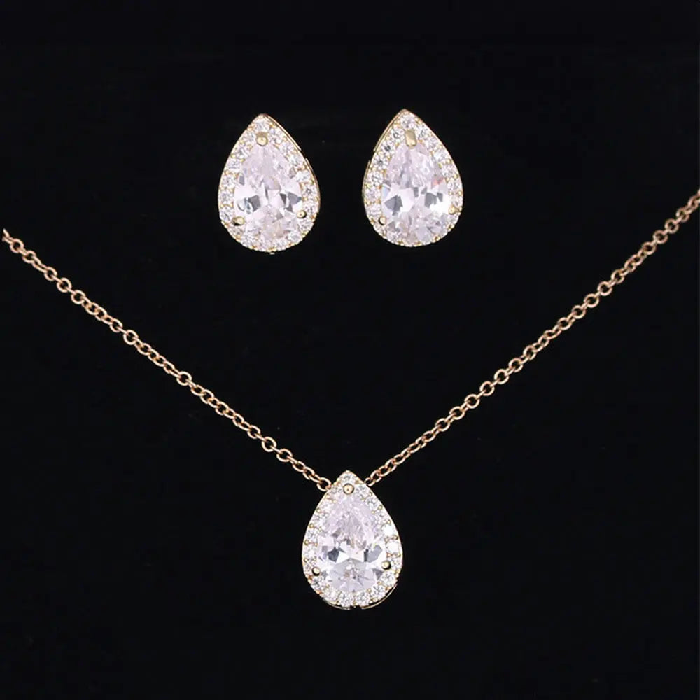 Timeless Zircon Wedding Set with Necklace and Earrings - Gems Ritual