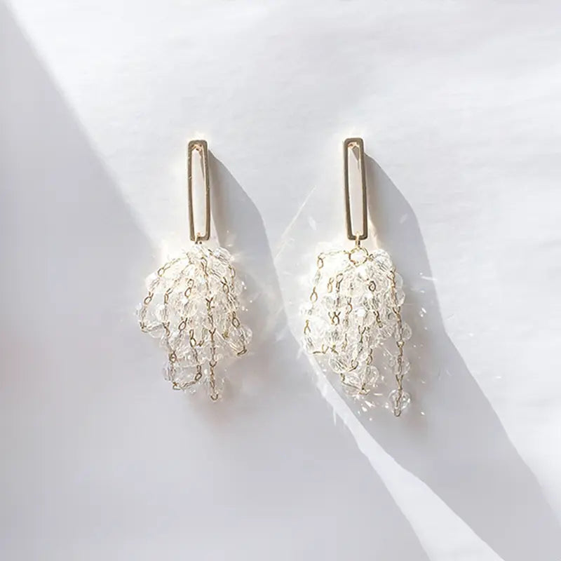 Cascading Crystal Tassel Earrings – Trendy and Elegant Dangle Design Gems Ritual