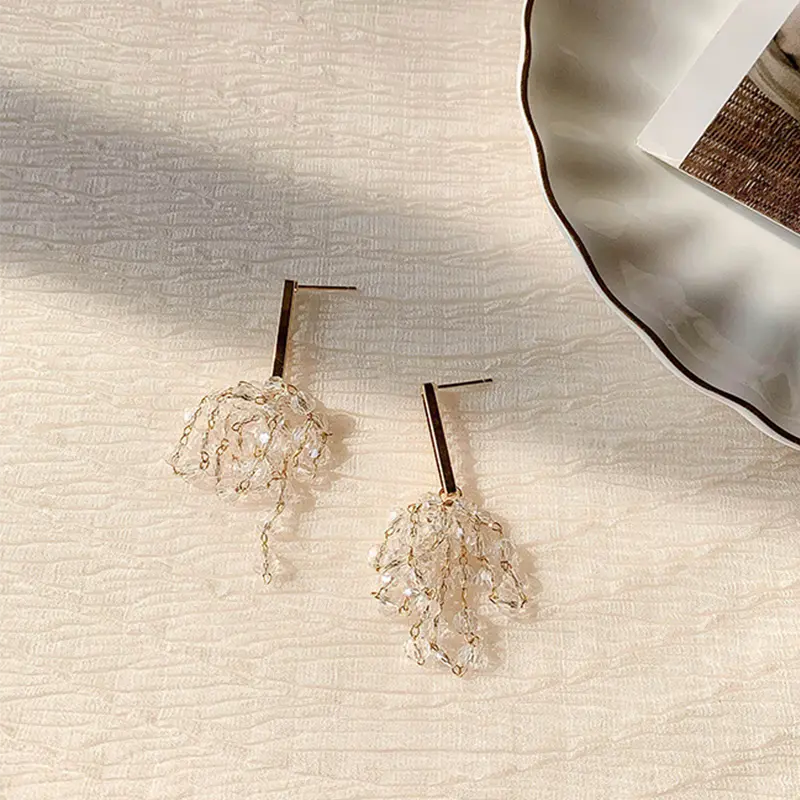 Cascading Crystal Tassel Earrings – Trendy and Elegant Dangle Design Gems Ritual