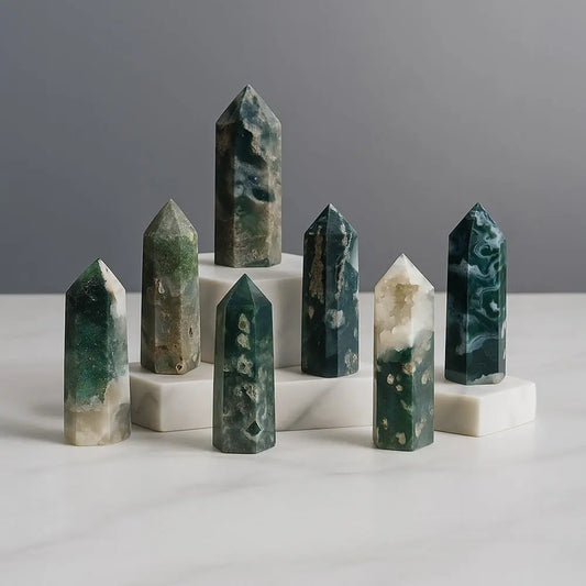 Green Agate Crystal Tower – Energy Harmonizing Home Decor Gems Ritual