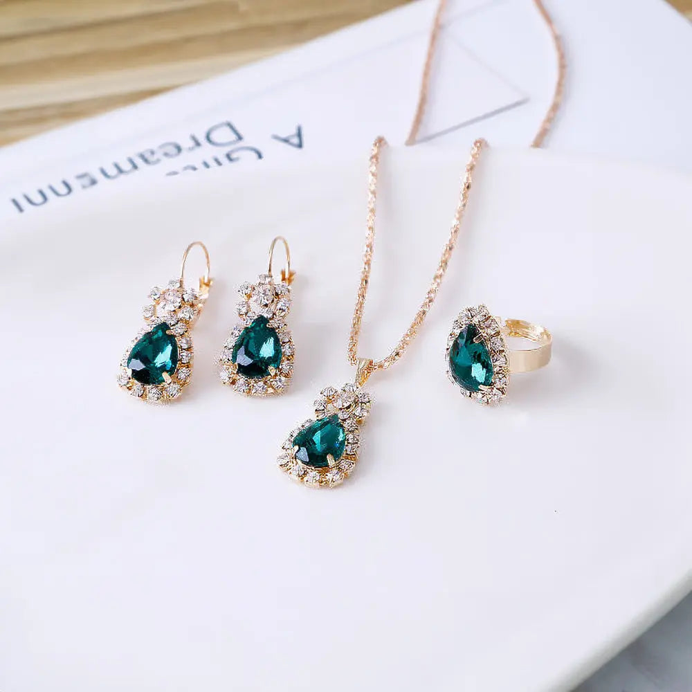 Royal Elegance – Water Drop Crystal Bridal Jewelry Set - Gems Ritual