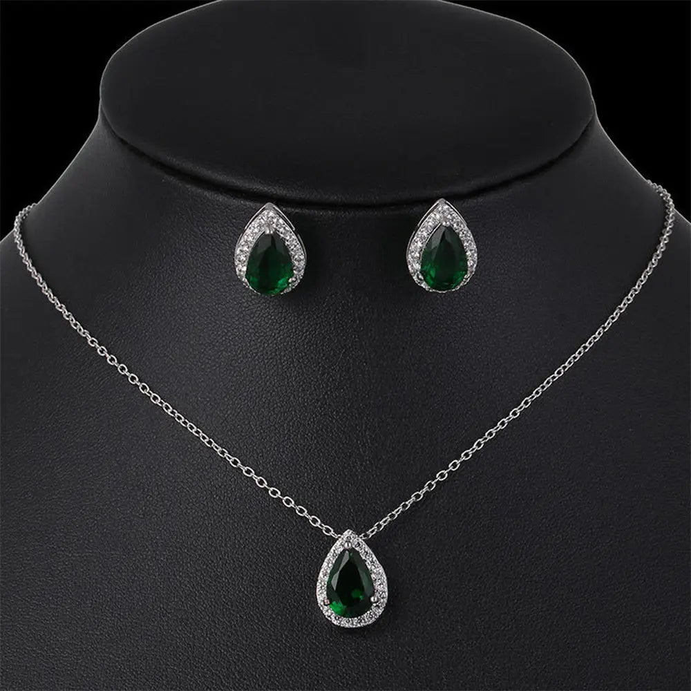 Timeless Zircon Wedding Set with Necklace and Earrings - Gems Ritual