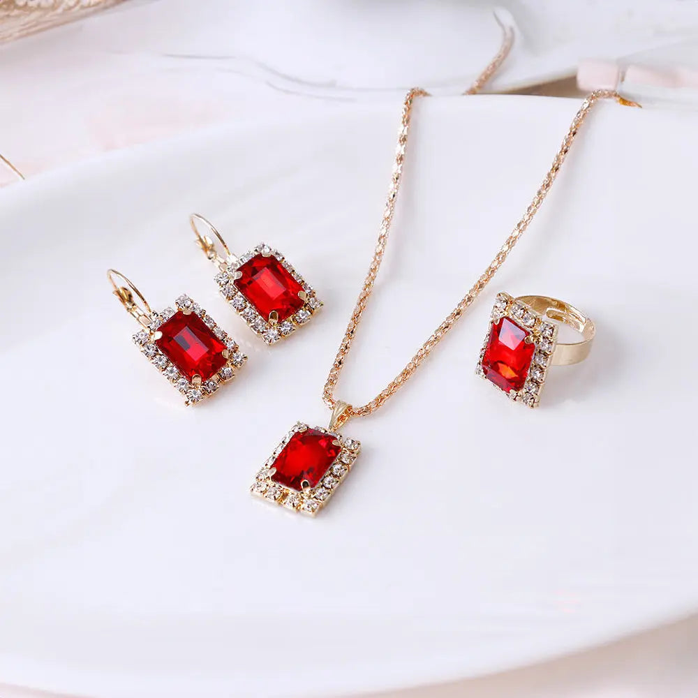 Elegant Wedding Jewelry Set with Crystals - Gems Ritual