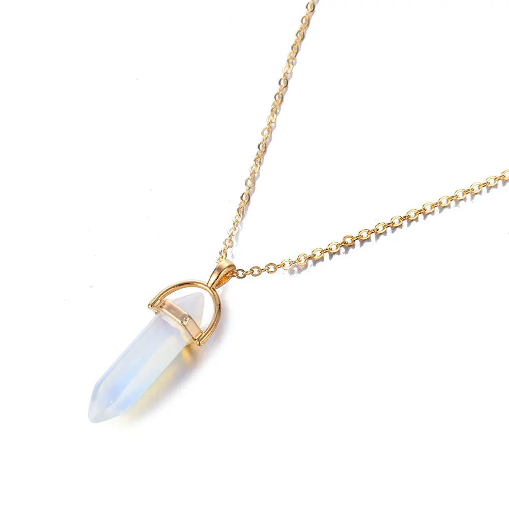 Hexagon Healing Crystal Necklace – Timeless Energy Jewelry Piece Gems Ritual