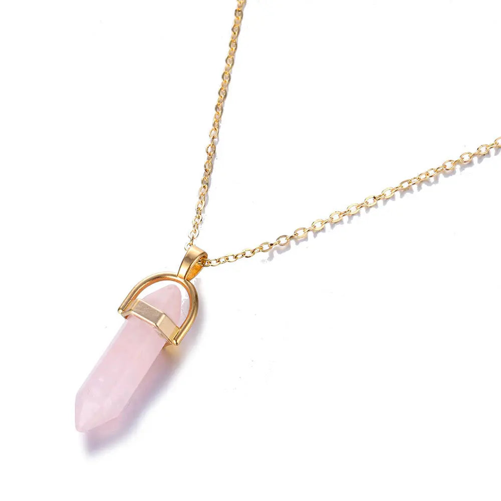 Hexagon Healing Crystal Necklace – Timeless Energy Jewelry Piece Gems Ritual