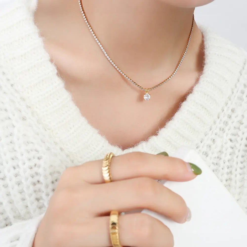 Luxurious Geometric Zircon Necklace Gems Ritual
