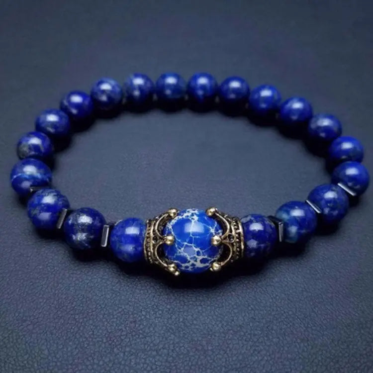 Royal Crown Gemstone Bracelet – Natural Stone Beads Gems Ritual