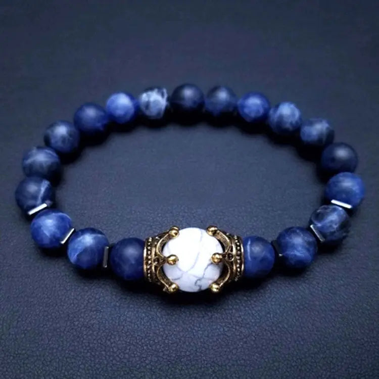 Royal Crown Gemstone Bracelet – Natural Stone Beads Gems Ritual