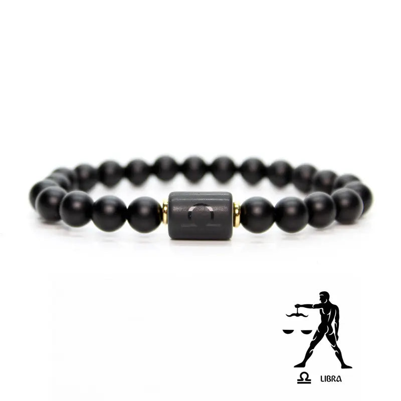 Astrology Birthstone Bracelet – Black Agate Protection Beads Gems Ritual