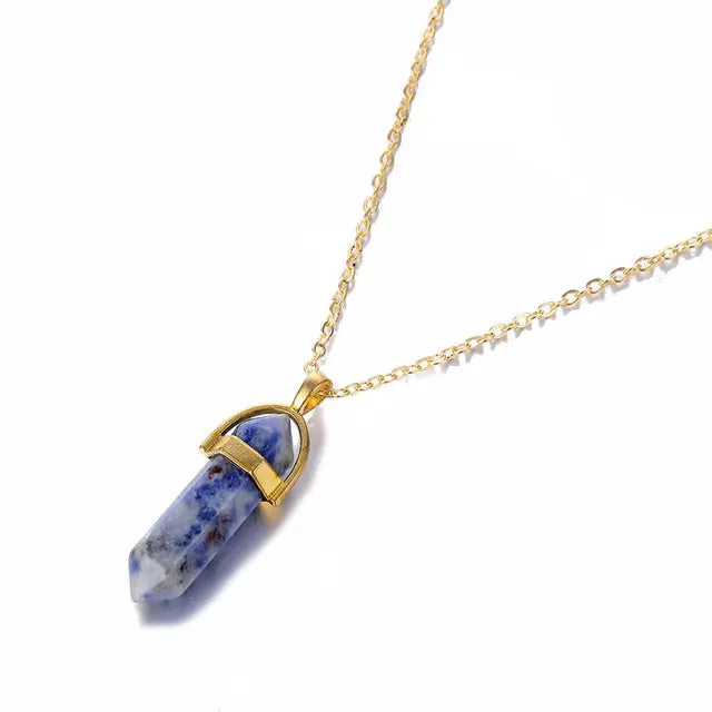 Hexagon Healing Crystal Necklace – Timeless Energy Jewelry Piece Gems Ritual