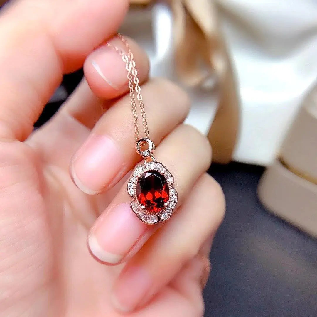 Radiant Garnet Jewelry Set - Necklace, Earrings, and Ring for Special Occasions - Gems Ritual