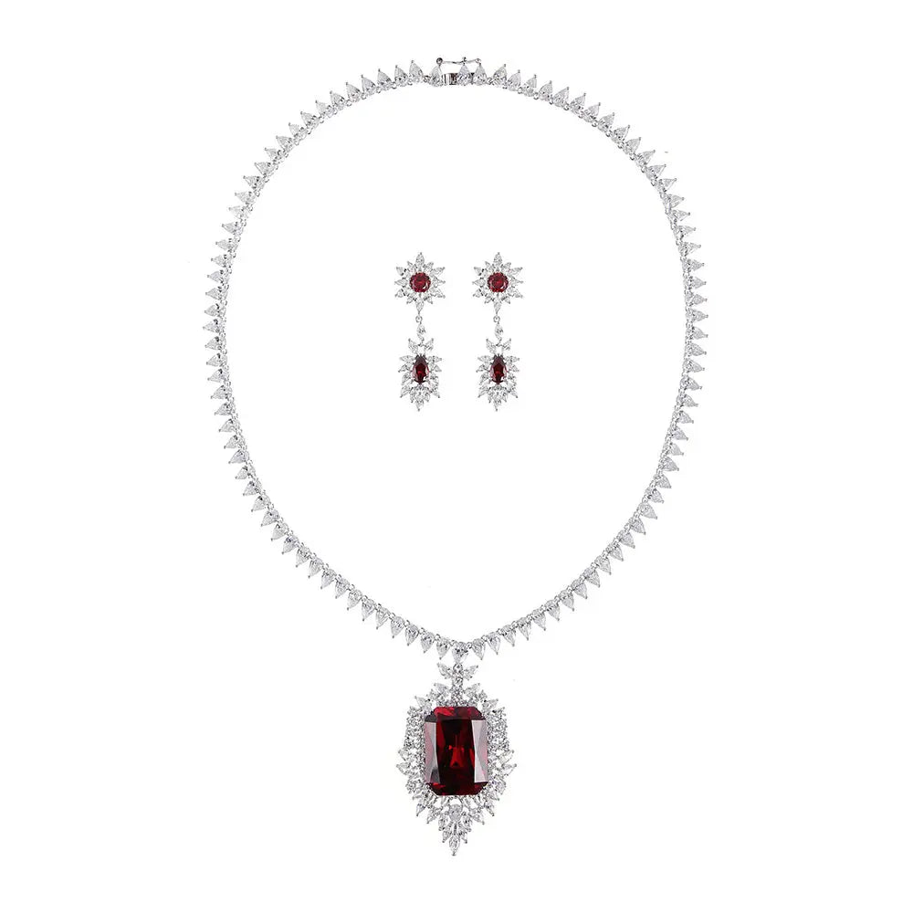 Glamorous Red Crystal Bridal Jewelry Set – Elegance for Every Special Moment - Gems Ritual