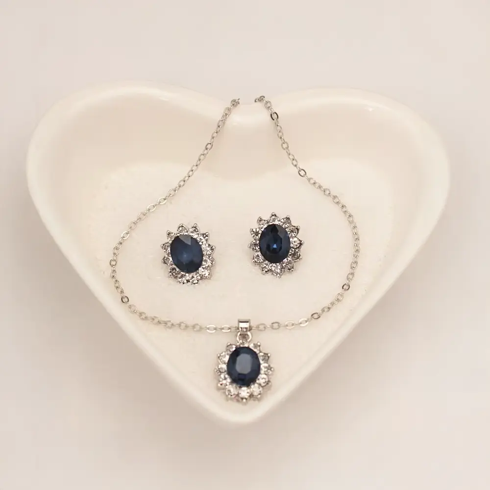 Glamorous Sapphire Jewelry Set with Zirconia Accents Gems Ritual