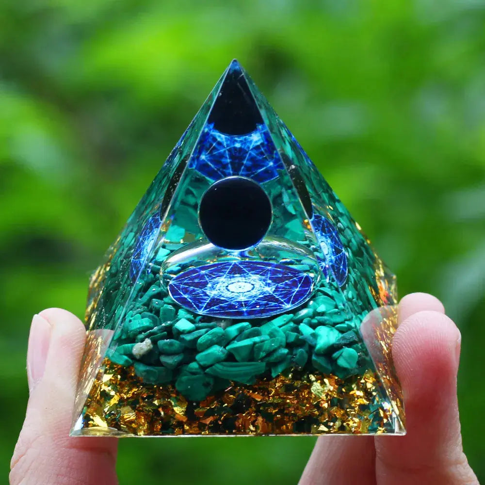Meditation Orgonite Pyramid with Natural Crystals for Vibrational Healing Gems Ritual