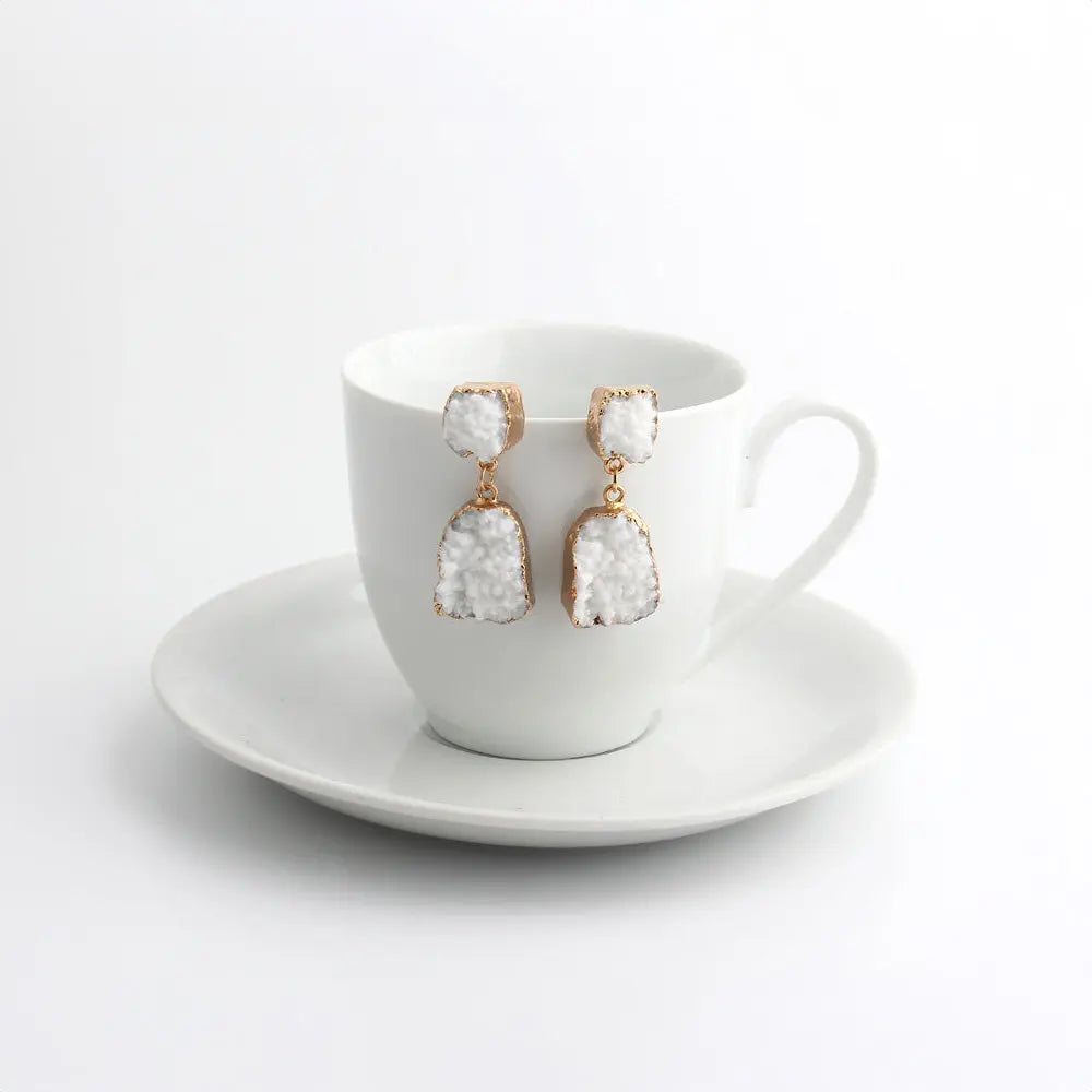 Resin Art Earrings – Gold-Plated Geometric Jewelry for Unique Style - Gems Ritual