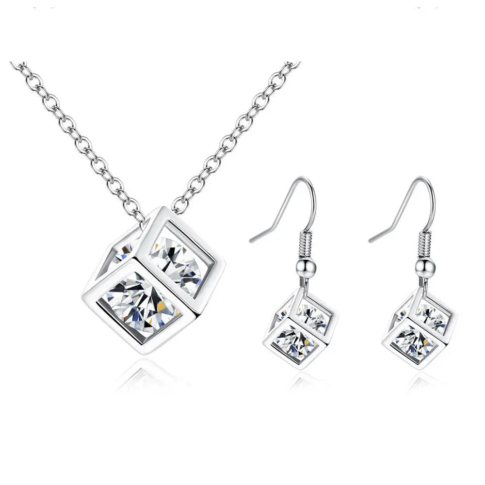 Geometric Zircon Jewelry Set – Modern Elegance in Every Detail - Gems Ritual