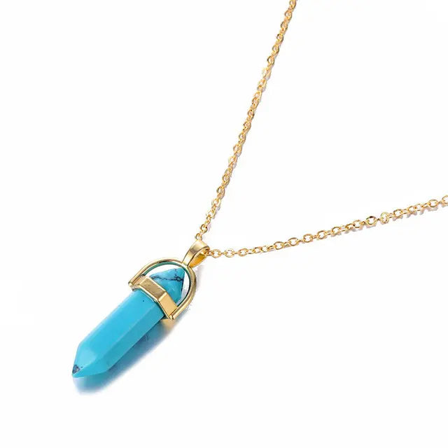 Hexagon Healing Crystal Necklace – Timeless Energy Jewelry Piece Gems Ritual