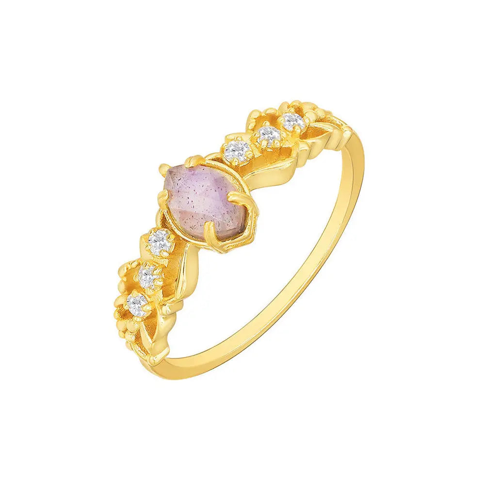 Vintage Cordierite Ring – Elegant Gold-Plated Gemstone Jewelry - Gems Ritual