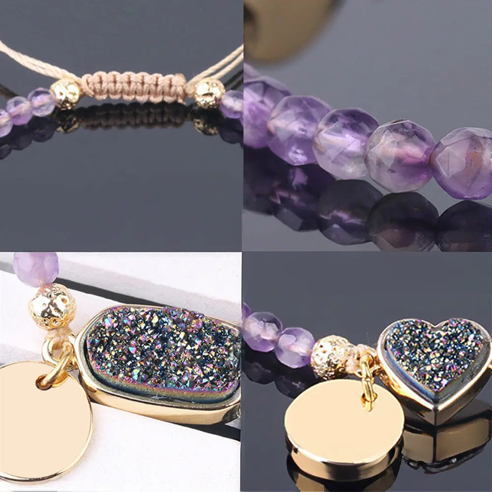 Amethyst Energy Crystal Bracelet - Healing Jewelry for Balance - Gems Ritual