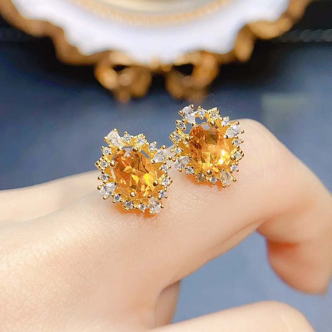 Golden Glow Citrine Earrings - Classic Elegance Redefined - Gems Ritual