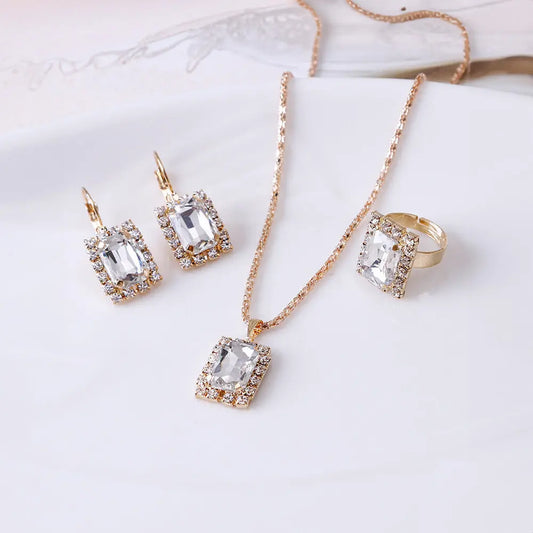 Elegant Wedding Jewelry Set with Crystals - Gems Ritual