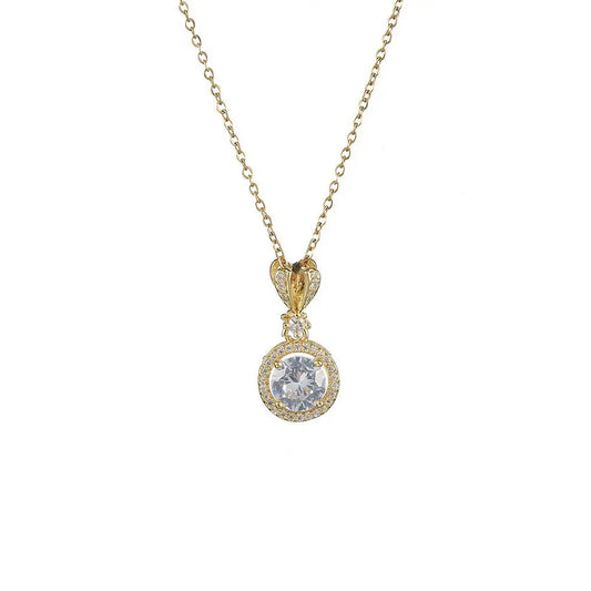 Dazzling Zircon Jewelry Set – Necklace and Earrings in Gold Finish Gems Ritual