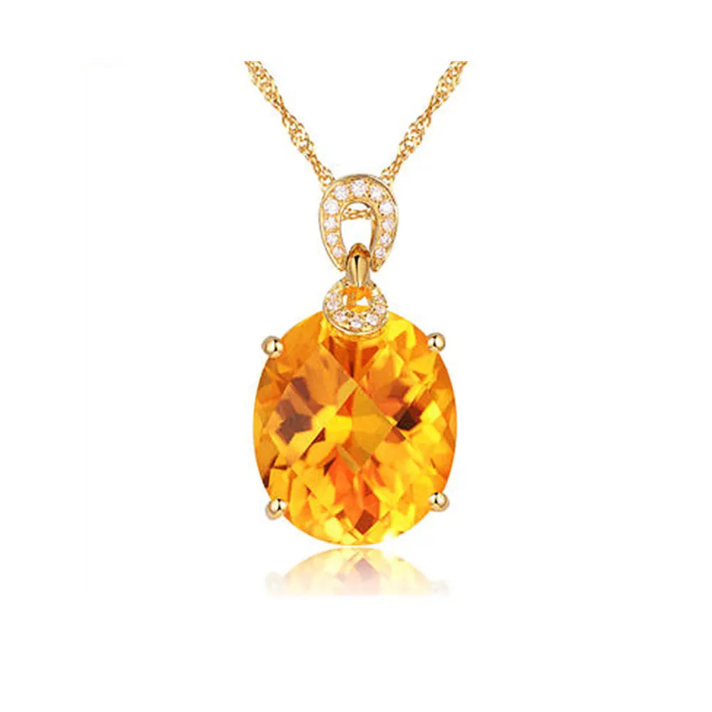 Vintage Citrine Necklace with Crystal Detailing – Luxurious Golden Glow - Gems Ritual