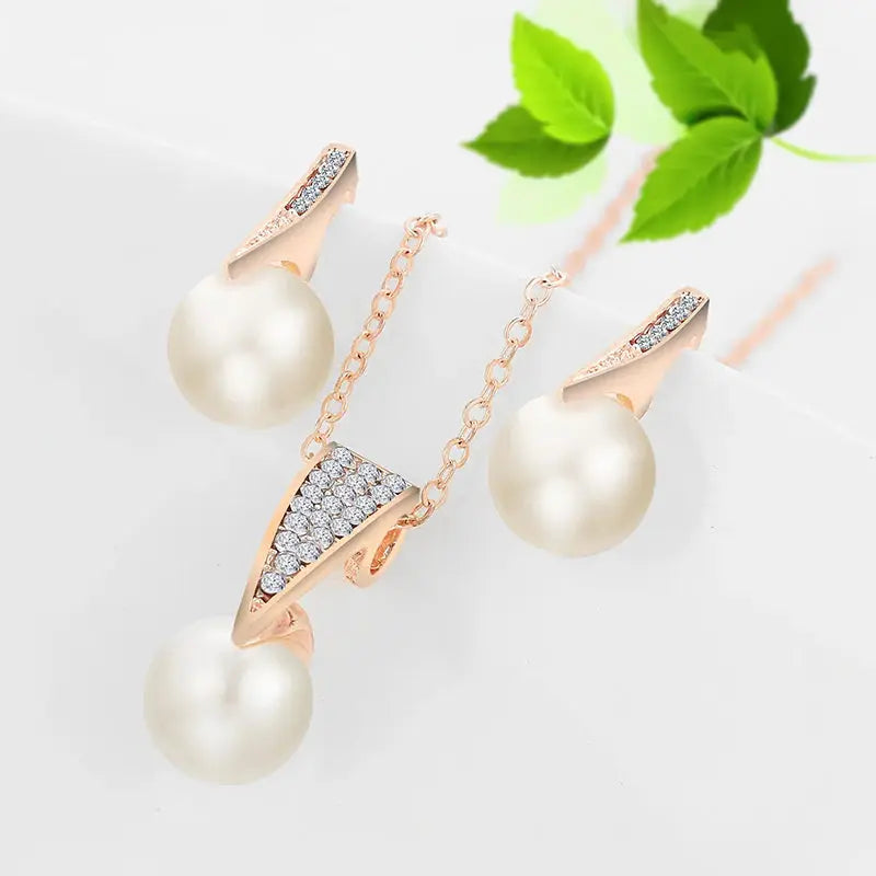 Shimmering Pearl Necklace & Earrings – Elegant Jewelry Set for Special Occasions - Gems Ritual