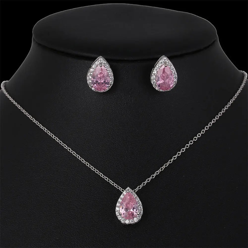 Timeless Zircon Wedding Set with Necklace and Earrings - Gems Ritual