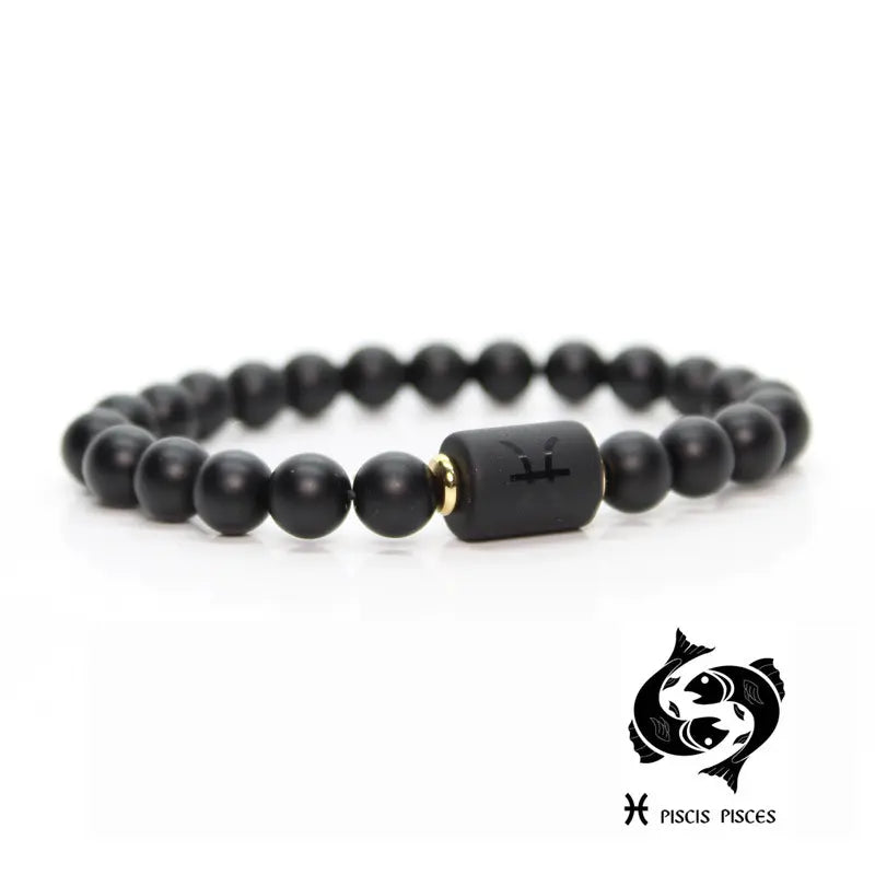 Astrology Birthstone Bracelet – Black Agate Protection Beads Gems Ritual