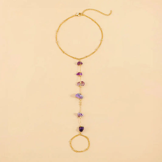 Amethyst Anklet – Boho Chic Summer Jewelry - Gems Ritual