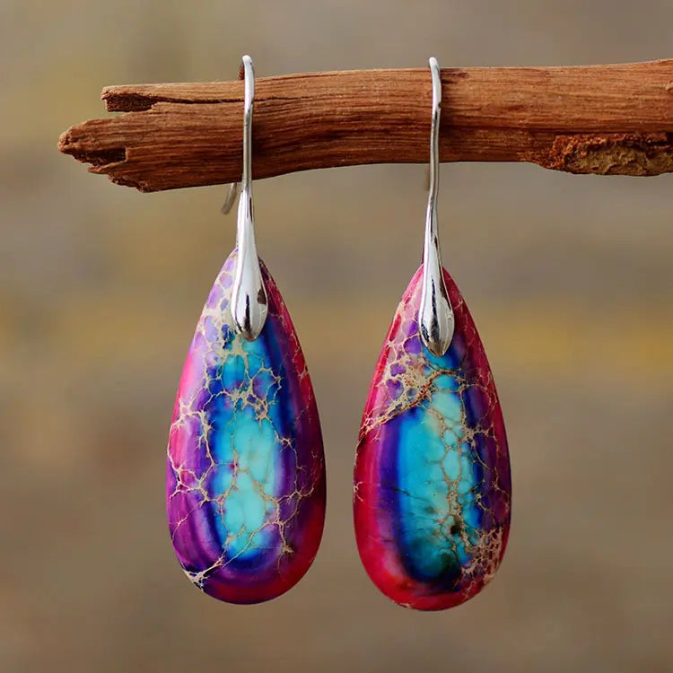 Bohemian Emperor Stone Teardrop Earrings - Gems Ritual