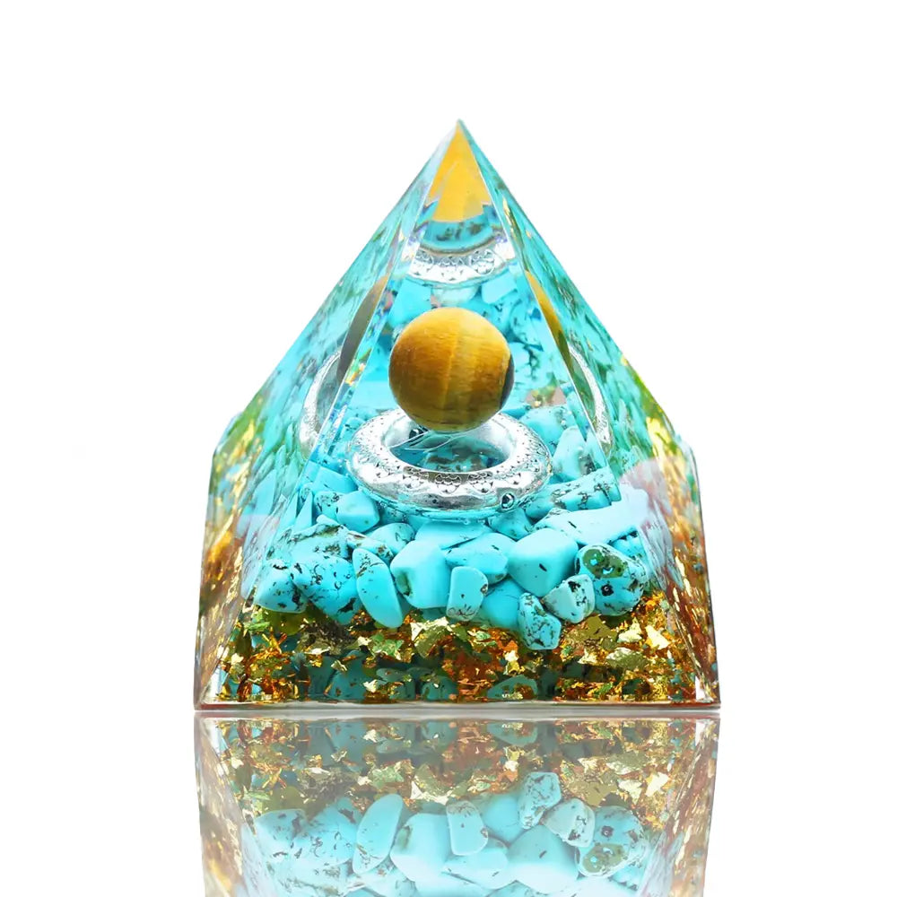 Meditation Orgonite Pyramid with Natural Crystals for Vibrational Healing Gems Ritual