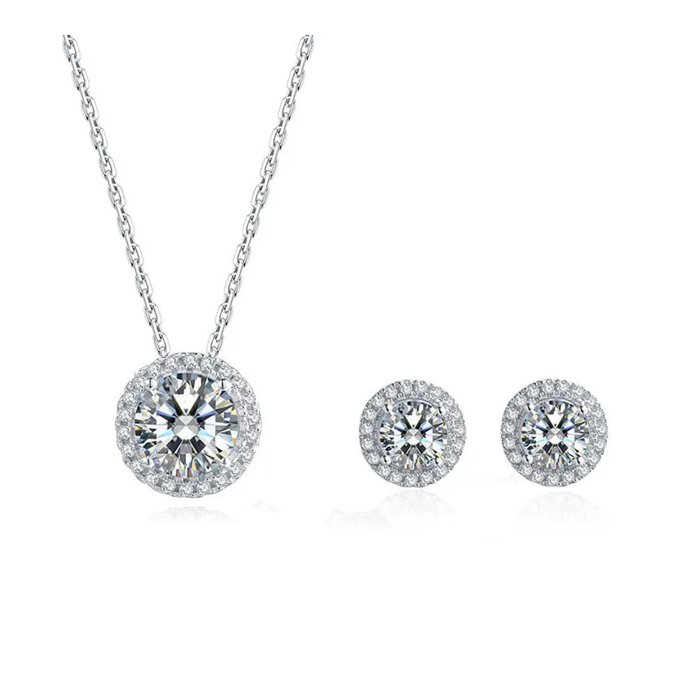 Ethical Moissanite Jewelry Set with Necklace and Earrings - Gems Ritual