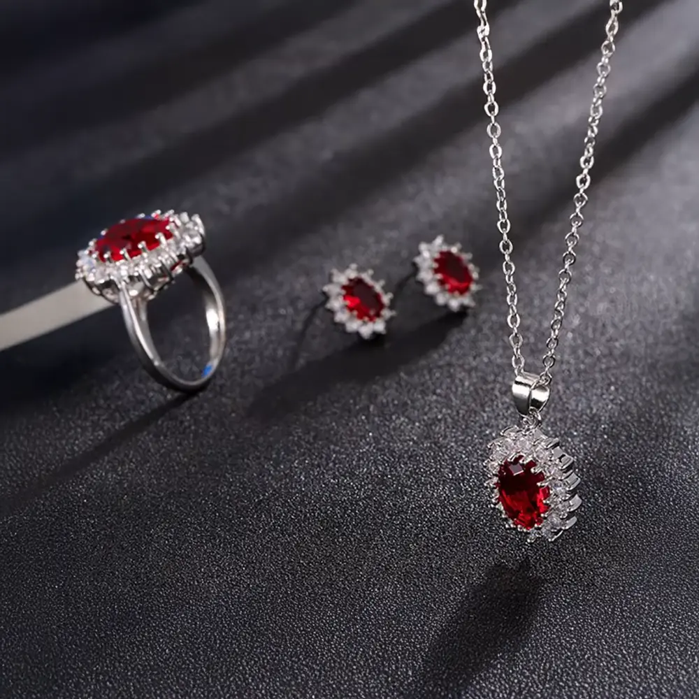 Glamorous Sapphire Jewelry Set with Zirconia Accents Gems Ritual