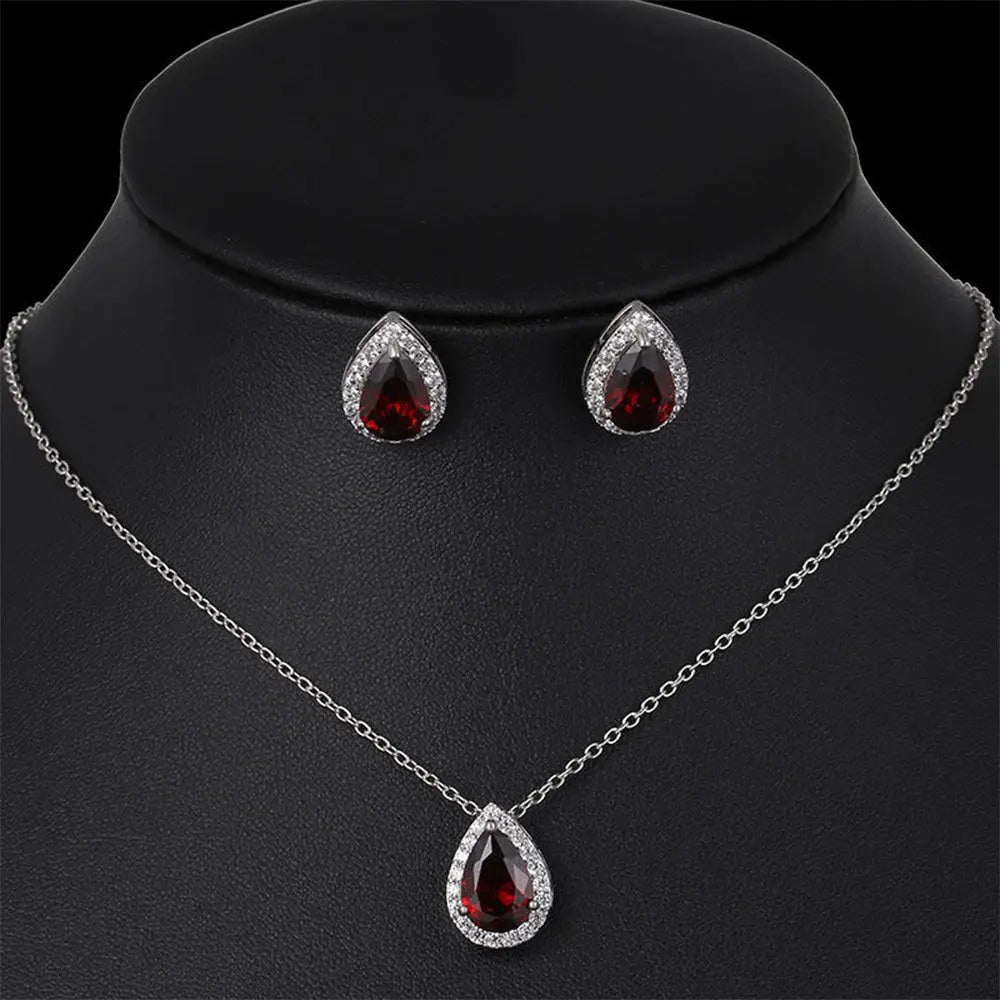 Timeless Zircon Wedding Set with Necklace and Earrings - Gems Ritual
