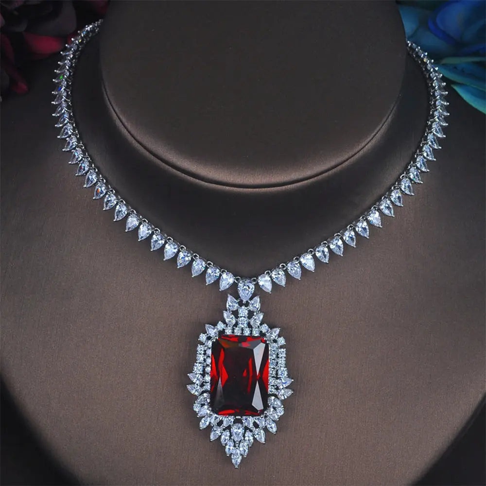 Glamorous Red Crystal Bridal Jewelry Set – Elegance for Every Special Moment - Gems Ritual