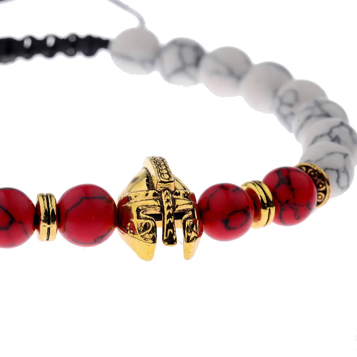 Bold and Grounded Volcanic Beads Spartan Helmet Bracelet - Gems Ritual