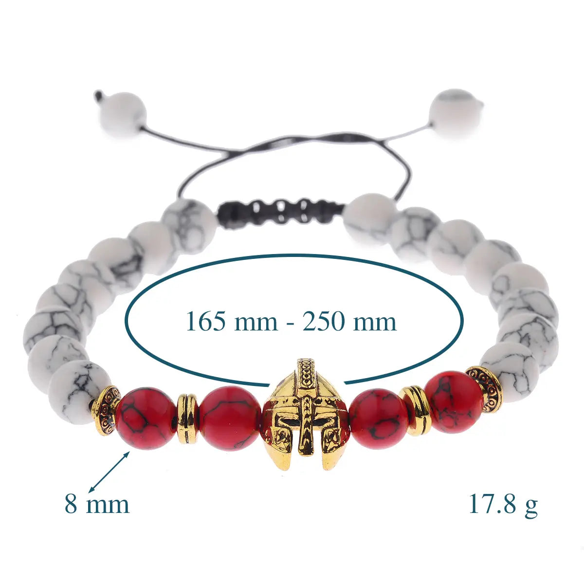 Bold and Grounded Volcanic Beads Spartan Helmet Bracelet - Gems Ritual