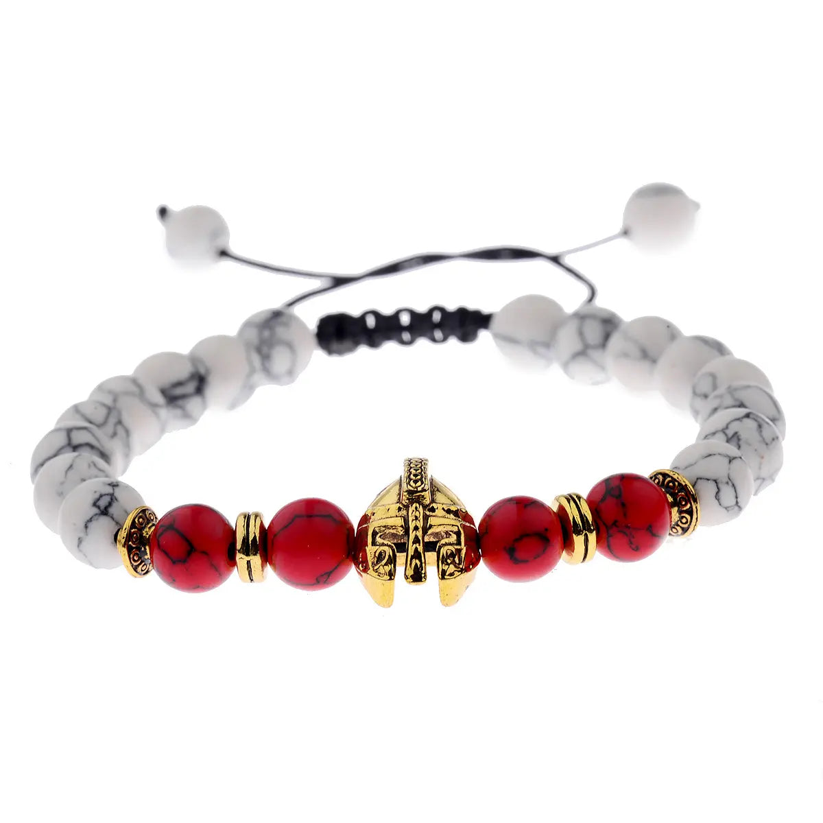 Bold and Grounded Volcanic Beads Spartan Helmet Bracelet - Gems Ritual