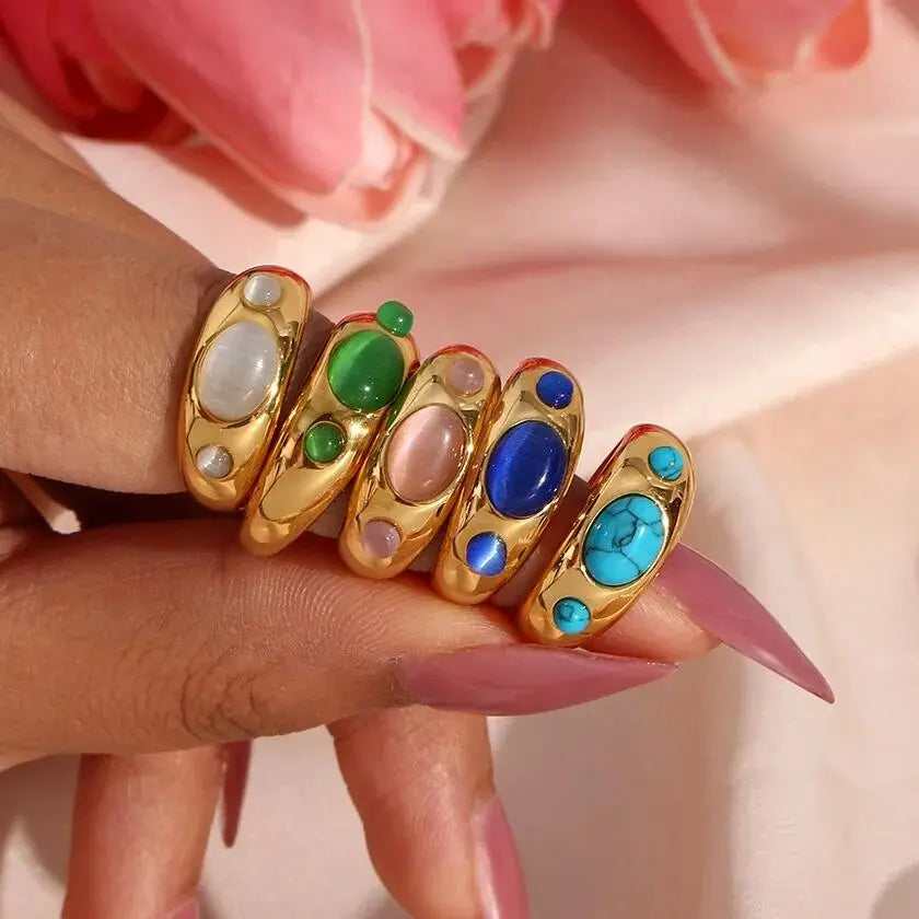 Elegant Opal & Turquoise Ring – Timeless Beauty for Women - Gems Ritual
