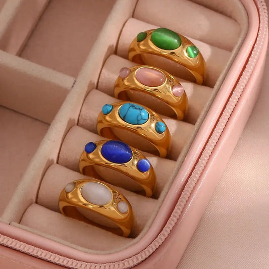 Elegant Opal & Turquoise Ring – Timeless Beauty for Women - Gems Ritual