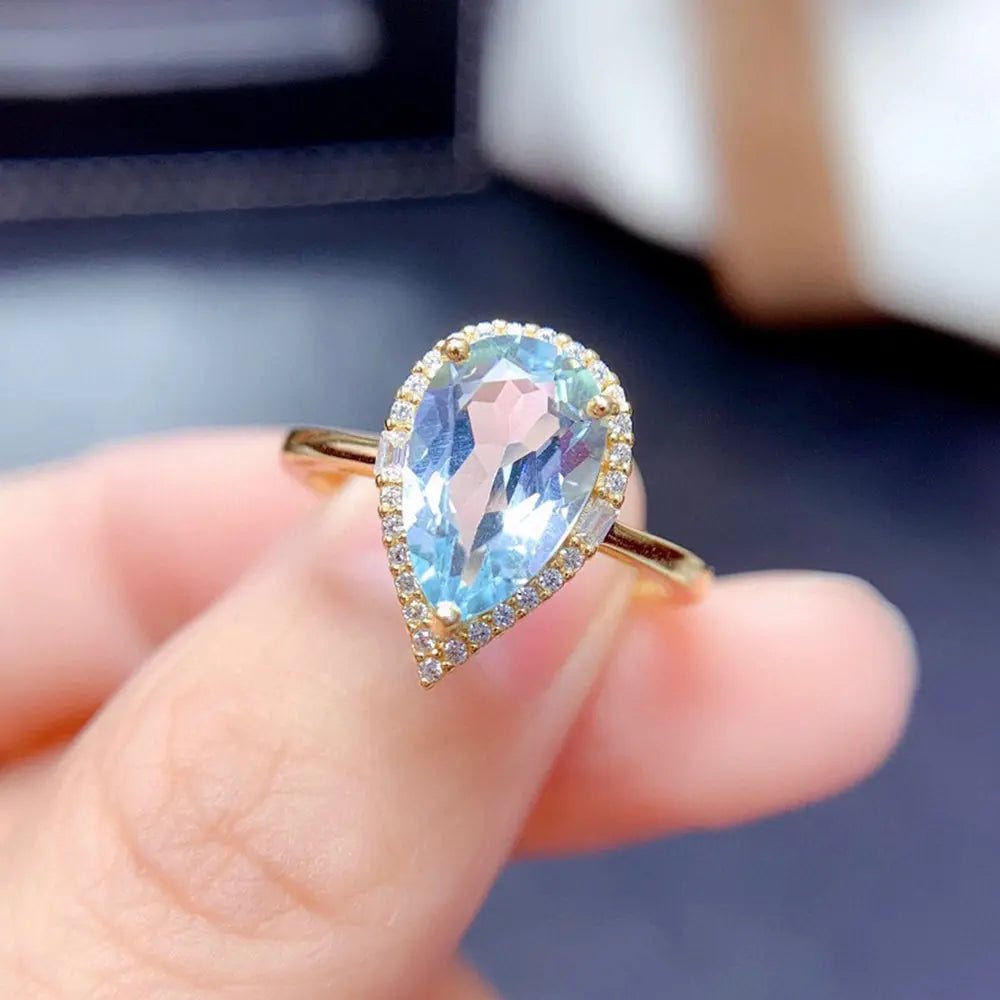 Sky Blue Topaz Jewelry Set – Elegant Teardrop Design - Gems Ritual