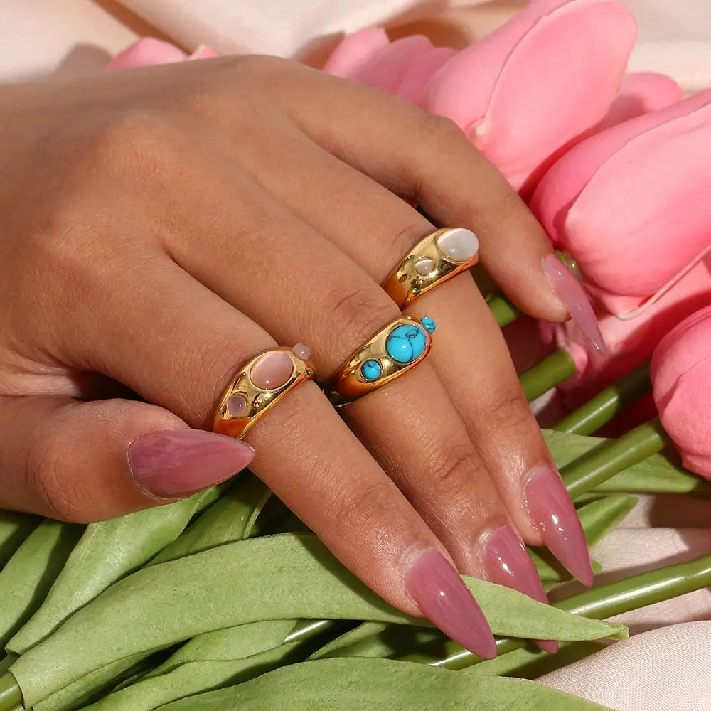 Elegant Opal & Turquoise Ring – Timeless Beauty for Women - Gems Ritual
