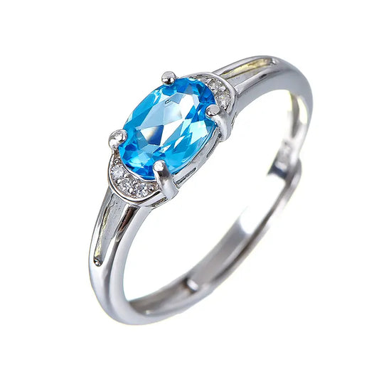 Serene Beauty Aquamarine Ring – Enhanced with Topaz Crystals - Gems Ritual