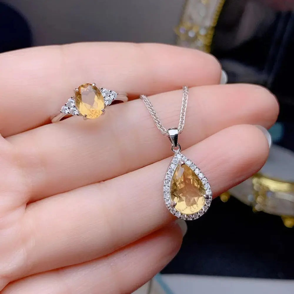 Natural Citrine Jewelry Set – Zircon Accents for Sophisticated Style - Gems Ritual